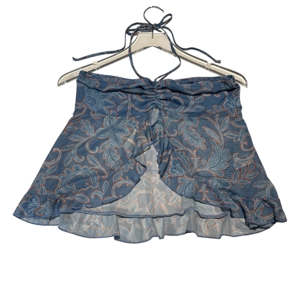Butterfly Mesh Blue Floral Ruched Top/Skirt
